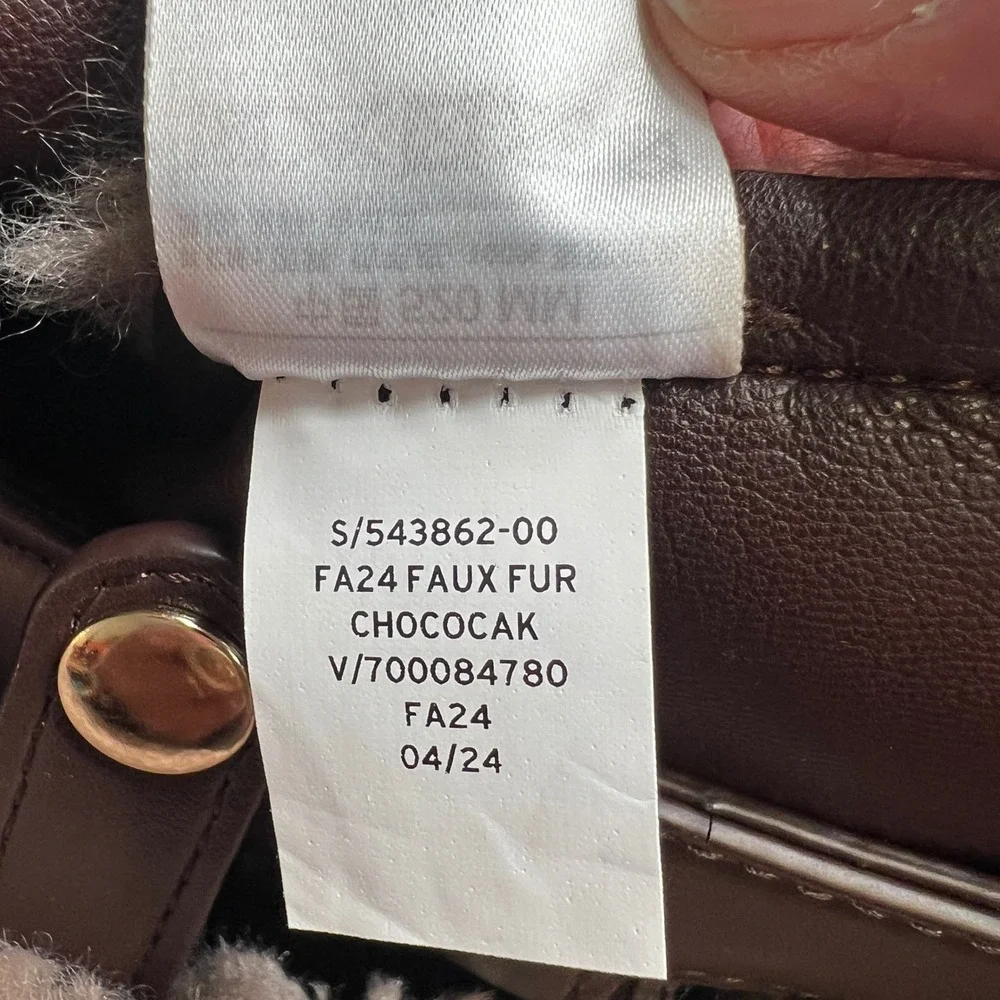 Gap Faux Fur Tote Bag Chocolate Brown Sherpa Fleece Shoulder Bag 543862-00 FA24